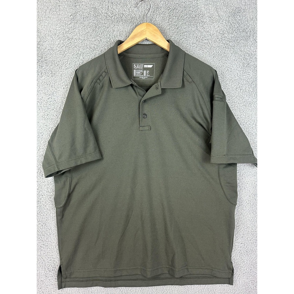 5.11 Tactical Polo Shirt Mens Large Green Performance Short Sleeve Uniform Golf